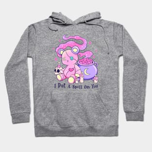 Pink Halloween Teddy Bear I put a Spell on You Hoodie